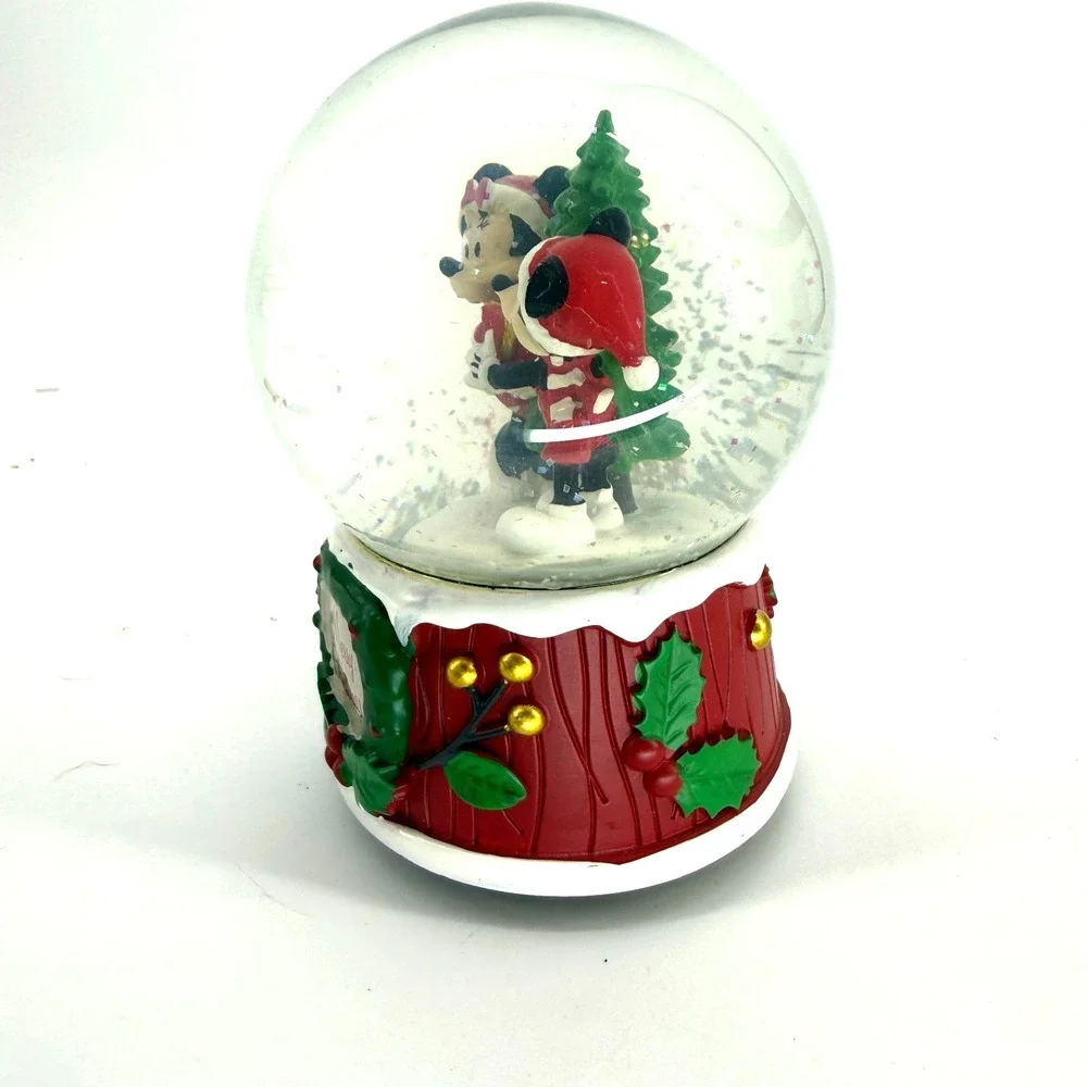 Disney Mickey Minnie Christmas Musical Waterless Snow Globe‎ Jingle Bells